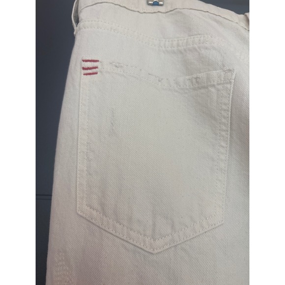 BDG Urban Outfitters Slim Boyfriend Distressed Patch Jeans Ivory Off White - Picture 6 of 9